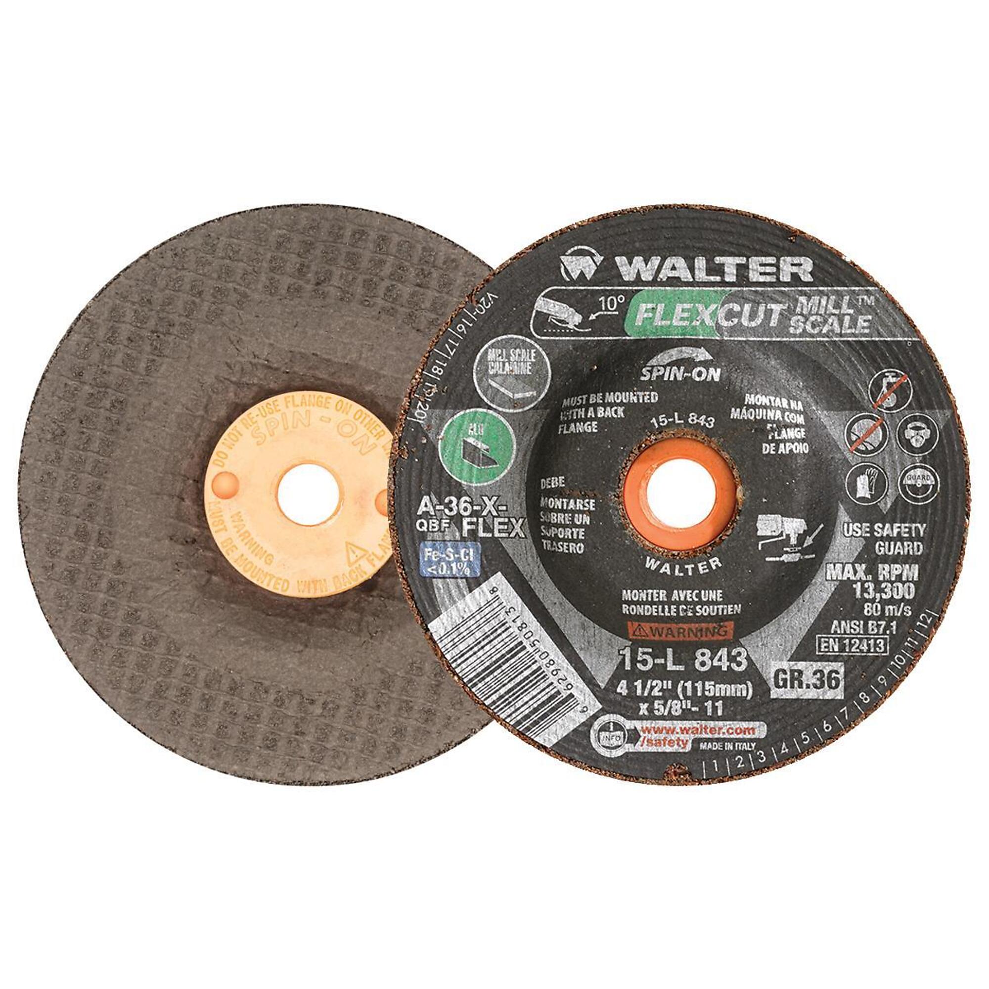 Walter Flexcut Mill Scale Grinding Wheels — 4 1/2in., GR 36, Pack of 25, Model# 15L843